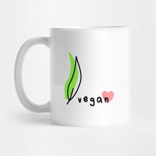 Vegan Heart Love Leaf Comic Cute Classic Animals Protect Save Green Cute Gift Simple Mug